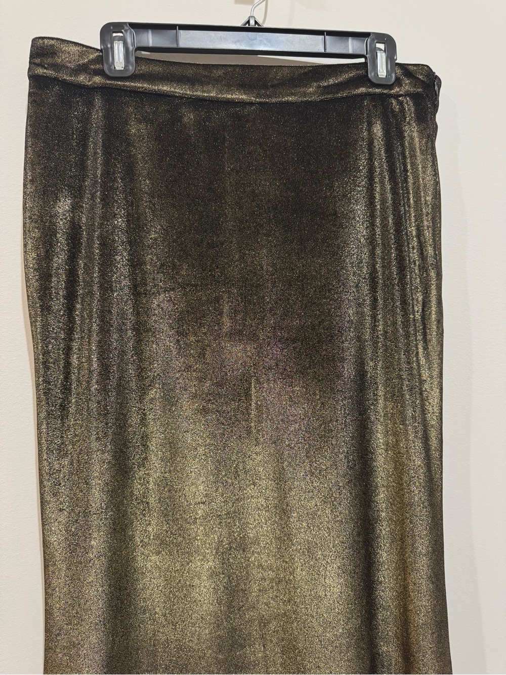 silence + noise velvet stretch pull on Metallic Olive Maxi Skirt sise12 new - Picture 2 of 6